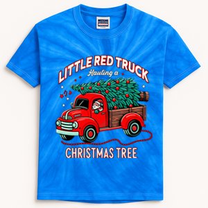 Little Red Truck Hauling A Christmas Tree Kids Tie-Dye T-Shirt