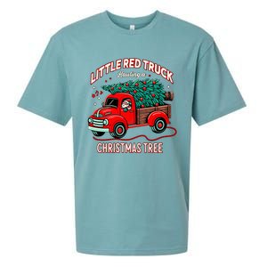 Little Red Truck Hauling A Christmas Tree Sueded Cloud Jersey T-Shirt