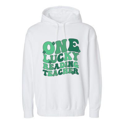 Lucky Reading Teacher St Patrick's Day Reading Specialist Cute Gift Garment-Dyed Fleece Hoodie