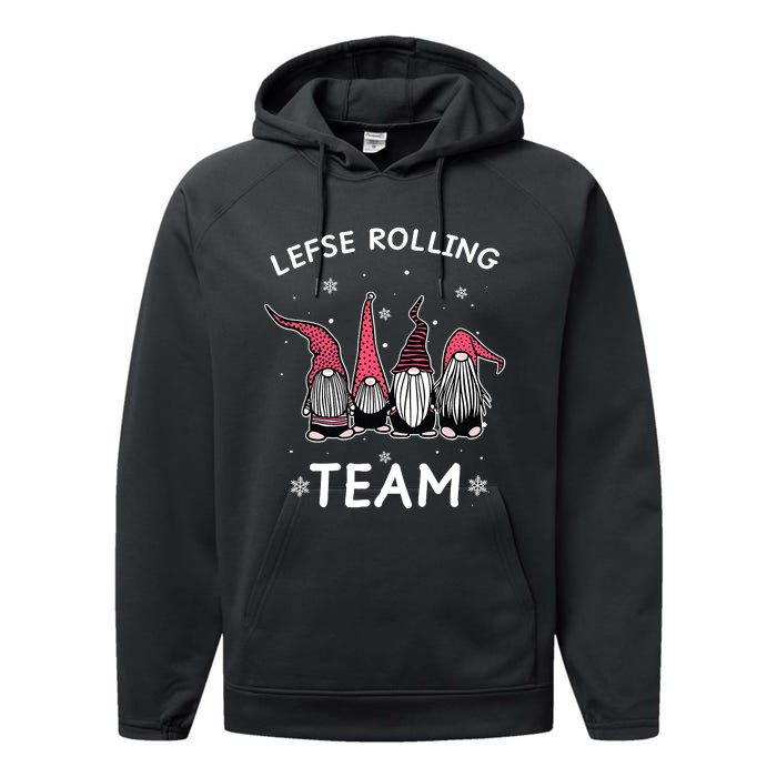 Lefse Rolling Team God Jul Gnome Gifts Christmas Pajama Performance Fleece Hoodie