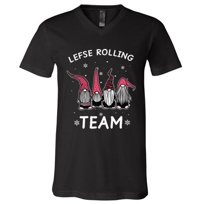 Lefse Rolling Team God Jul Gnome Gifts Christmas Pajama V-Neck T-Shirt