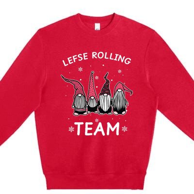 Lefse Rolling Team God Jul Gnome Gifts Christmas Pajama Premium Crewneck Sweatshirt