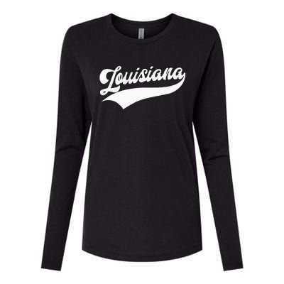 Louisiana Retro Throwback Womens Cotton Relaxed Long Sleeve T-Shirt