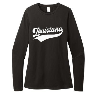 Louisiana Retro Throwback Womens CVC Long Sleeve Shirt