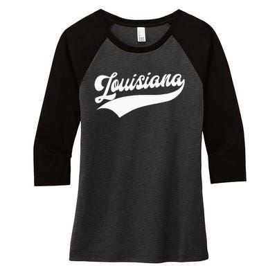 Louisiana Retro Throwback Women's Tri-Blend 3/4-Sleeve Raglan Shirt