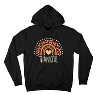 Leopard Rainbow Thankful Thanksgiving Teacher Women Hoodie