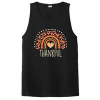 Leopard Rainbow Thankful Thanksgiving Teacher Women PosiCharge Competitor Tank