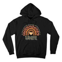 Leopard Rainbow Thankful Thanksgiving Teacher Women Tall Hoodie