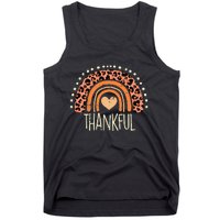 Leopard Rainbow Thankful Thanksgiving Teacher Women Tank Top