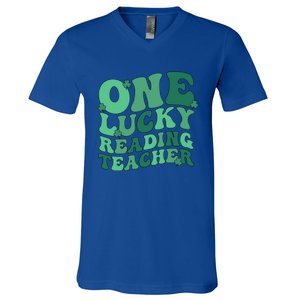 Lucky Reading Teacher St Patrick's Day Reading Specialist Gift V-Neck T-Shirt