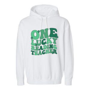 Lucky Reading Teacher St Patrick's Day Reading Specialist Gift Garment-Dyed Fleece Hoodie