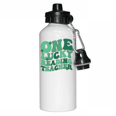 Lucky Reading Teacher St Patrick's Day Reading Specialist Gift Aluminum Water Bottle