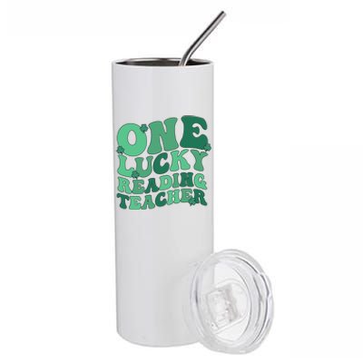 Lucky Reading Teacher St Patrick's Day Reading Specialist Gift Stainless Steel Tumbler