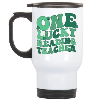 Lucky Reading Teacher St Patrick's Day Reading Specialist Gift Stainless Steel Travel Mug