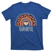 Leopard Rainbow Thankful Thanksgiving Teacher T-Shirt