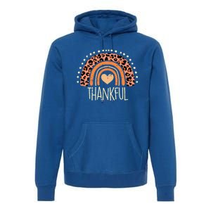 Leopard Rainbow Thankful Thanksgiving Teacher Premium Hoodie