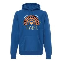 Leopard Rainbow Thankful Thanksgiving Teacher Premium Hoodie