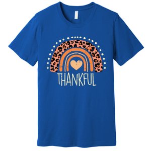 Leopard Rainbow Thankful Thanksgiving Teacher Premium T-Shirt