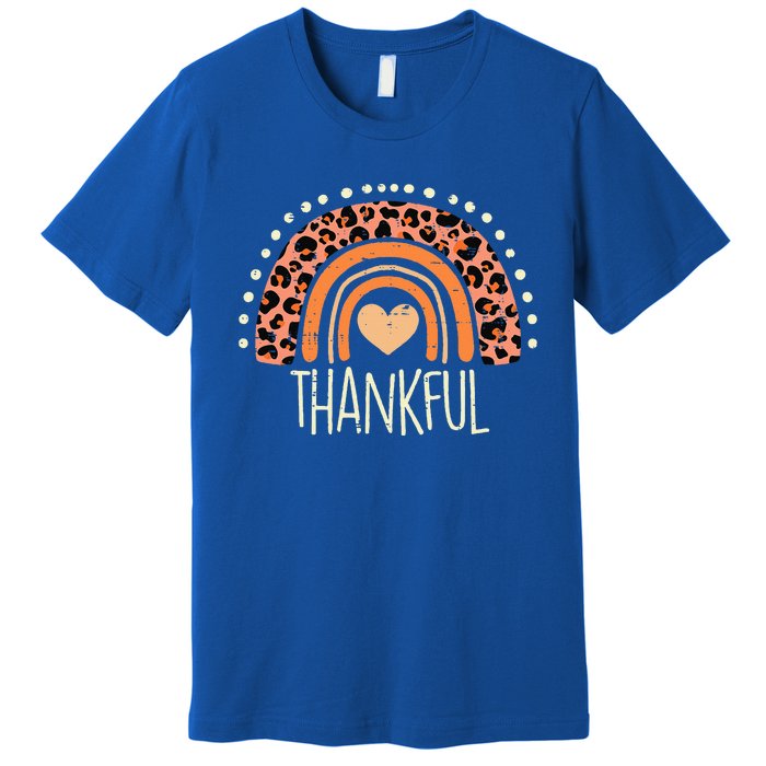 Leopard Rainbow Thankful Thanksgiving Teacher Premium T-Shirt