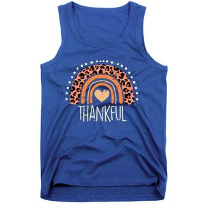 Leopard Rainbow Thankful Thanksgiving Teacher Tank Top