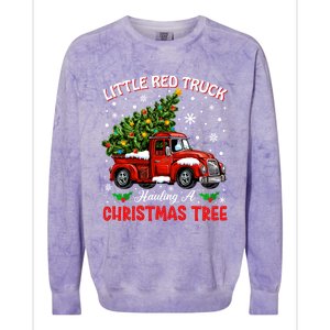 Little Red Truck Hauling A Christmas Tree Gift Colorblast Crewneck Sweatshirt