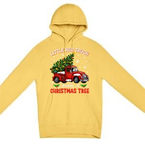 Little Red Truck Hauling A Christmas Tree Gift Premium Pullover Hoodie