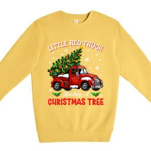 Little Red Truck Hauling A Christmas Tree Gift Premium Crewneck Sweatshirt