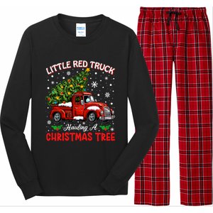 Little Red Truck Hauling A Christmas Tree Gift Long Sleeve Pajama Set