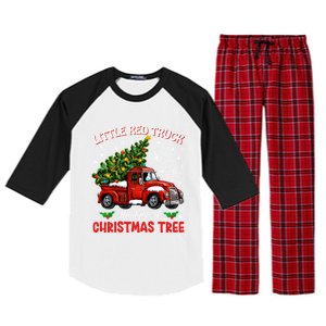 Little Red Truck Hauling A Christmas Tree Gift Raglan Sleeve Pajama Set