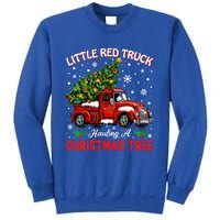 Little Red Truck Hauling A Christmas Tree Gift Sweatshirt