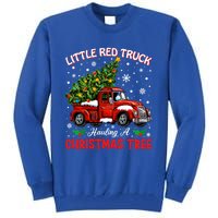 Little Red Truck Hauling A Christmas Tree Gift Tall Sweatshirt