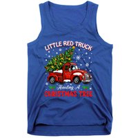 Little Red Truck Hauling A Christmas Tree Gift Tank Top