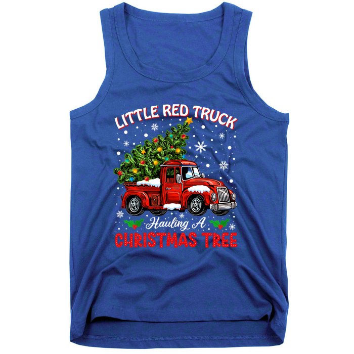 Little Red Truck Hauling A Christmas Tree Gift Tank Top