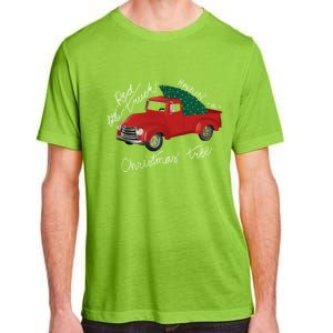 Little Red Truck Hauling A Christmas Tree Gift Adult ChromaSoft Performance T-Shirt