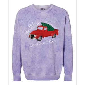 Little Red Truck Hauling A Christmas Tree Gift Colorblast Crewneck Sweatshirt