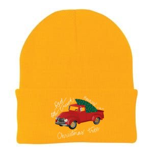 Little Red Truck Hauling A Christmas Tree Gift Knit Cap Winter Beanie