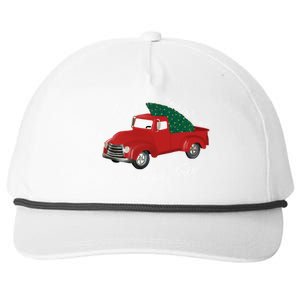 Little Red Truck Hauling A Christmas Tree Gift Snapback Five-Panel Rope Hat