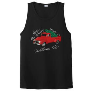 Little Red Truck Hauling A Christmas Tree Gift PosiCharge Competitor Tank