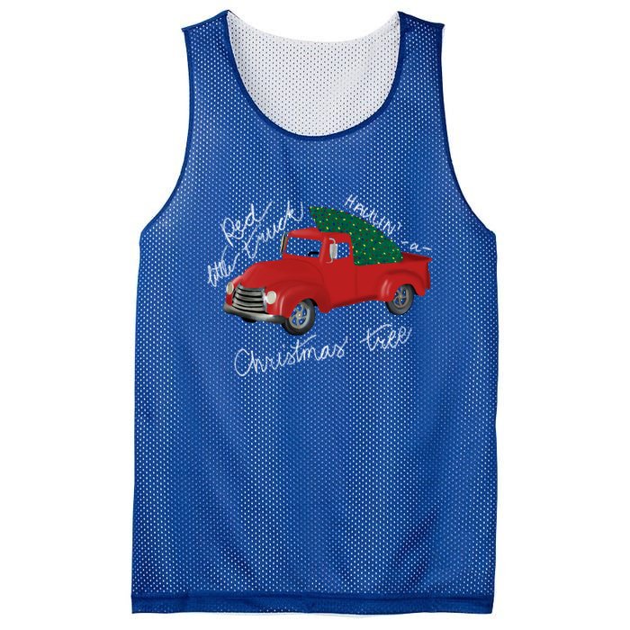 Little Red Truck Hauling A Christmas Tree Gift Mesh Reversible Basketball Jersey Tank