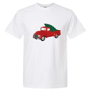 Little Red Truck Hauling A Christmas Tree Gift Garment-Dyed Heavyweight T-Shirt