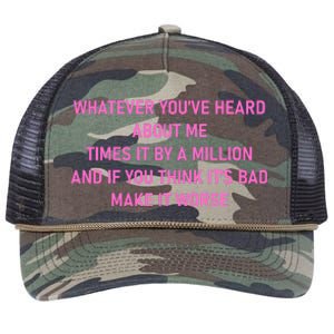 Leah Reality Tv Show Quote Whatever You Heard About Me Retro Rope Trucker Hat Cap