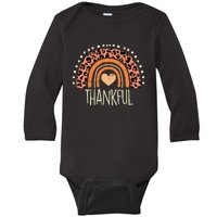 Leopard Rainbow Thankful Thanksgiving Teacher Baby Long Sleeve Bodysuit