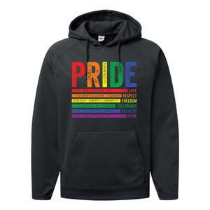 Love Respect Tolerance Freedom Equality Pride Lgbt Gay Performance Fleece Hoodie