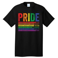 Love Respect Tolerance Freedom Equality Pride Lgbt Gay Tall T-Shirt