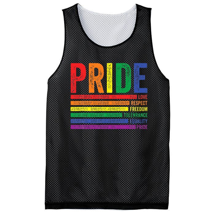 Love Respect Tolerance Freedom Equality Pride Lgbt Gay Mesh Reversible Basketball Jersey Tank