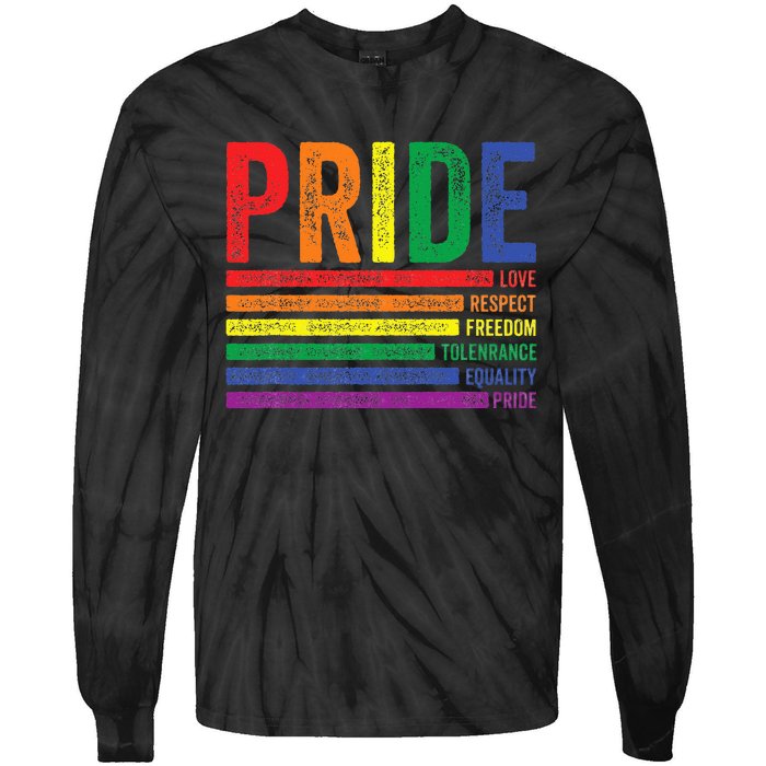 Love Respect Tolerance Freedom Equality Pride Lgbt Gay Tie-Dye Long Sleeve Shirt