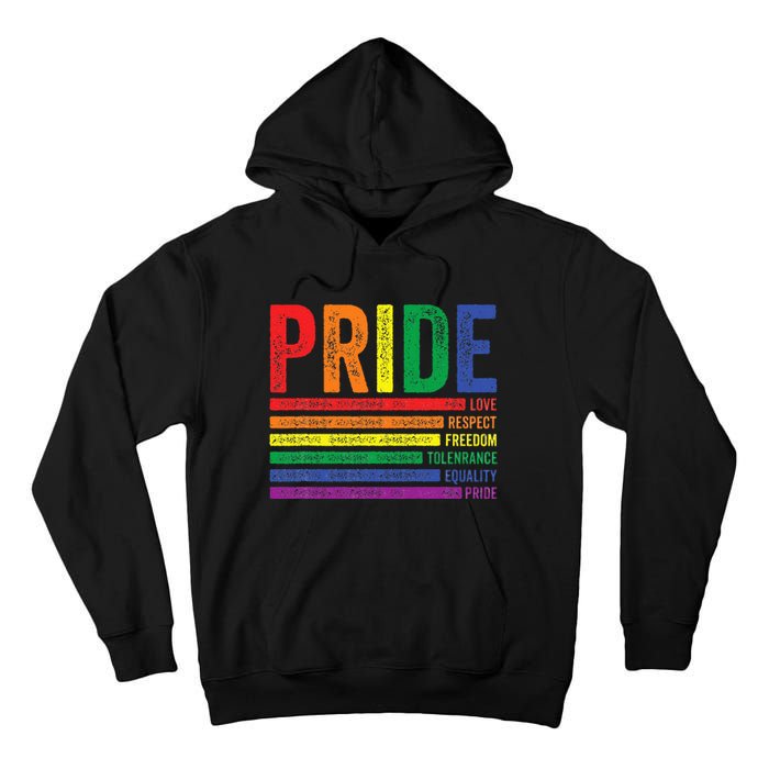 Love Respect Tolerance Freedom Equality Pride Lgbt Gay Tall Hoodie