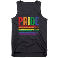 Love Respect Tolerance Freedom Equality Pride Lgbt Gay Tank Top