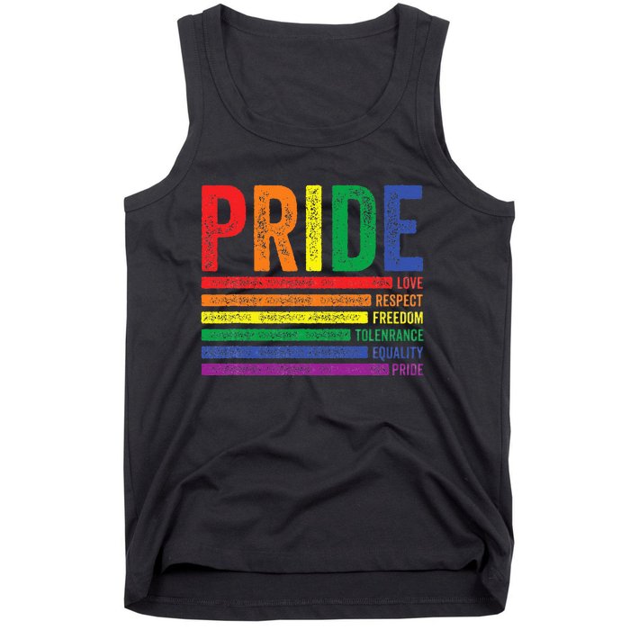 Love Respect Tolerance Freedom Equality Pride Lgbt Gay Tank Top