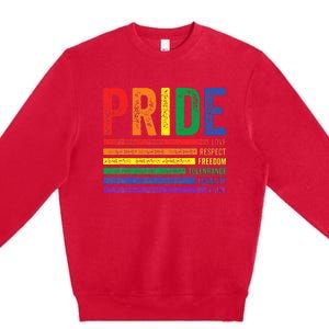 Love Respect Tolerance Freedom Equality Pride Lgbt Gay Premium Crewneck Sweatshirt